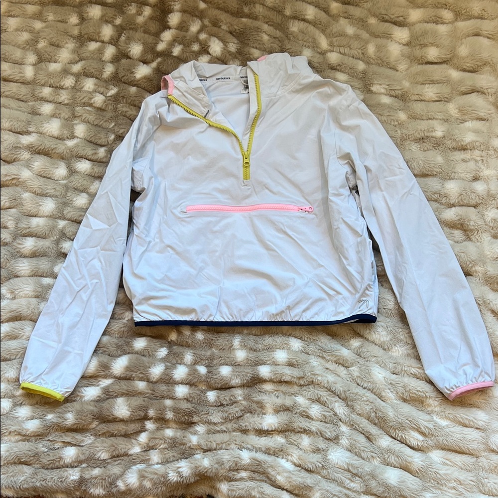 New Balance White Jacket with Pink and Yellow Accents